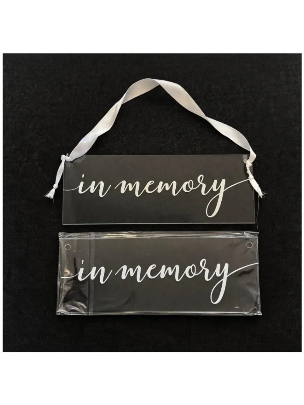 Set of 2 | Acrylic “In Memory” or Reserved Seat Chair Signs for Wedding
